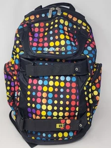 Burton Black With Rainbow Polka Dot Snowboard Snowboarding Backpack Laptop - Picture 1 of 8
