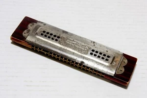 Bugle Band Tremolo Harmonica Germany Metal & Wood Key G & C Vtg Parts Or Repair - Picture 1 of 9