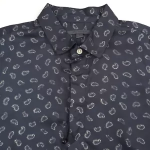 $198 John Varvatos Loren Paisley Short Sleeve Modal Button-Up Shirt Mens Small - Picture 1 of 11
