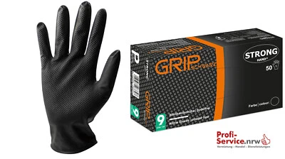 Schwarz Stronghand Grip Nitril Handschuhe Werkstatt Handschuhe Gr. 9 (L)50stk. - Bild 1 von 2