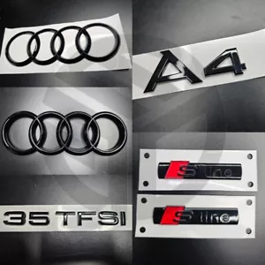 Audi A4 2020+ Gloss Black Badges GRILLE/BOOT/FENDER Full SET 35TFSI/2XSLINE - Picture 1 of 1