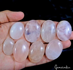520 Ct Natural Untreated Pink Rose Quartz Oval Cabochon Loose Gemstone Lot 8 Pcs - Picture 1 of 5