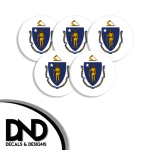 Bandera del Estado de Massachusetts MA Círculo Pegatina EE. UU. Casco Calcomanía Paquete de 5 2,5 pulgadas - Imagen 1 de 2