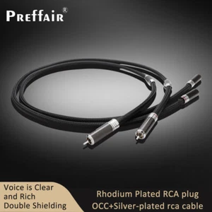 Pair Audio HiFi OCC RCA Cables Silver Plated Wires W/ Rhodium Plated Connectors - Picture 1 of 23