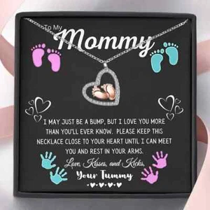 To My Mummy Baby Feet Silver Necklace Pregnancy Mum to Be Aus Located + Post - Picture 1 of 7