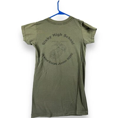 Camiseta verde militar ROTC Junior del Cuerpo de Marines MCJROTC Talla XS X-Small Bixby HS Foto 1 de 4