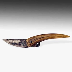ANTIKES CHINESISCHES FISCHERKLAPPMESSER EISEN DONGBEI PROVINZ CHINA 19. JH. - Bild 1 von 2