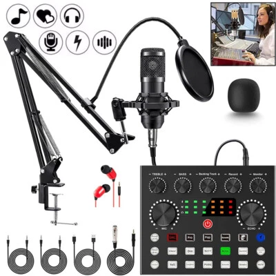 Podcast Equipment Bundle Home Studio Recording Kit Music Mixer Headphones BM-800 - Image 1 of 4