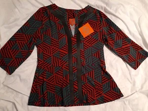 Tracy Negoshian Blouse Twisted Triangle Ruby Size XL - Picture 1 of 11