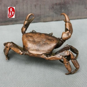 Glück Kupfer Krabbe Figur Statue Netsuke Sammlerstück Geschenk Tee Haustier Tischdeko - Bild 1 von 5