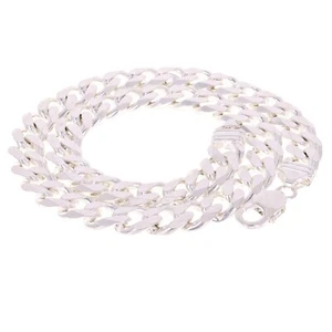 925 Sterling Silber massive kubanische Gliederkette Halskette 11 mm 18" 85,6 Gramm - Bild 1 von 3