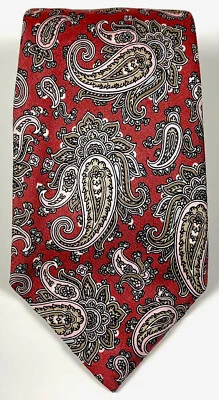 Abercrombie & Fitch Corbata Cuello Seda Vintage Para Hombre Cachemira Floral Roja HECHA EN ITALIA Foto 1 de 4