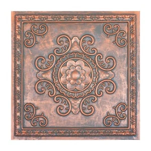 Pressed Tin Ceiling Tile 3D embossed panels for Salon PL08 Rustic copper 10pcs - Picture 1 of 22