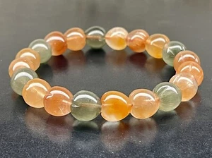 Pulsera de cuentas de cristal de cuarzo natural multicolor pelo de conejo de alta calidad 10,7 mm - Imagen 1 de 5