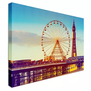 Retro Blackpool Tower Canvas Wall Art Picture Print - Picture 1 of 1