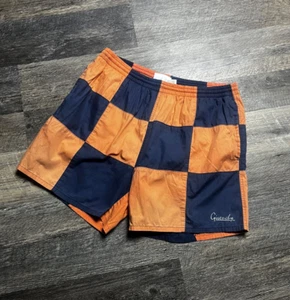 Vintage Givenchy Shorts Size Large Swim Trunks Summer 90's Rare Checkered Orange - Picture 1 of 5