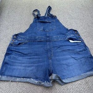 Ava & Viv Mini Shorttails Womens 22 Denim Blue Jean Bib Overall Shorts   drs1-2 - Picture 1 of 18