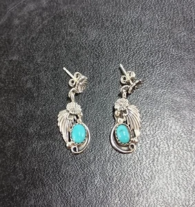 Native America Navajo Sterling Silver Turquoise Post Earring's By Verley Betone - Picture 1 of 6