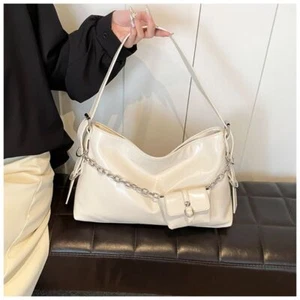 Solid Color Chain Crossbody Bags PU Tote Purses for Women - Picture 1 of 12