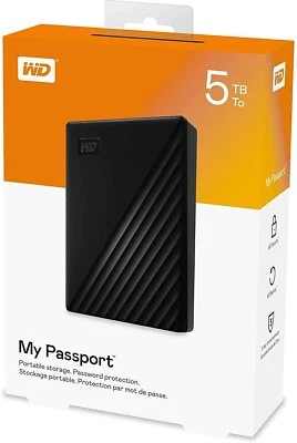 New Sealed WD My Passport 5TB External USB 3.0 Portable Hard Drive - Black - Image 1 of 4