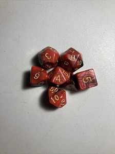 New 7 Piece Polyhedral Light Red/Black W/ Gold Numbers Dice Set Only! No Bag! - Picture 1 of 1