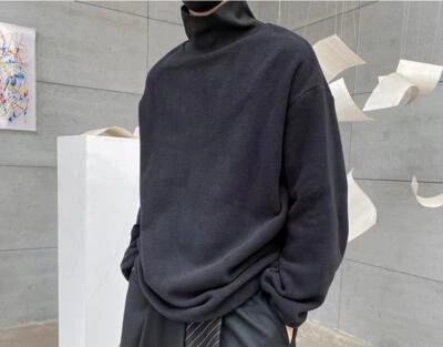 Men's New Fashion Turtle Neck Long Sleeve Loose Pullover Youth Casual Sweatshirt - Image 1 of 4