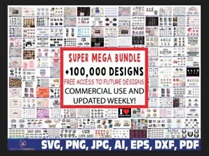 100,000+ SVG Design Bundle | Digital Download via Email | Cricut & Silhouette Re - Picture 1 of 1