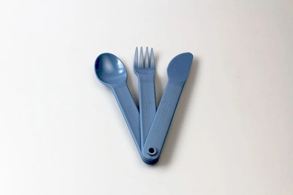 TUPPERWARE To Go Picknick Besteck SET blau Messer + Gabel + Löffel NEU - Bild 1 von 1