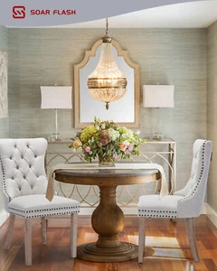 SOAR FLASH Linen Dining Chair Set Upholstered Tufted Side Chair w/Solid Wood Leg - Picture 1 of 43