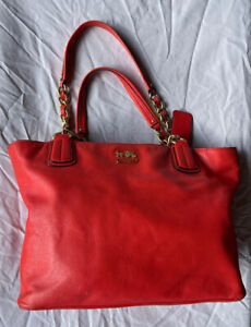 Coach Madison Soft Leather Red/Pink Handbag Tote 20466
