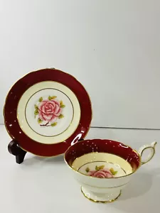 Vintage Coalport Red Teacup and Saucer Hand Painted Signed Arttist M in England - Picture 1 of 13