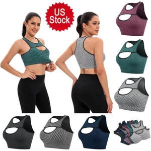 Ladies Sport Bras Seamless Wire-free Light Support Sport Fitness Yoga Bra Vest - Picture 1 of 24