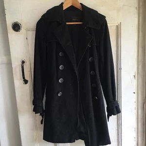 Country Road Trench Coat Jacket Size XS Womens Cotton Black Belted Office Work - Picture 1 of 12