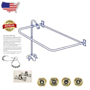 Complete Clawfoot Tub Shower Set - 54” Frame, Chrome Riser & Diverter Faucet - Picture 1 of 8