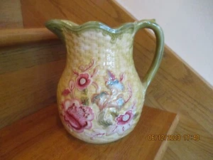 Longaberger Pitcher Majolica Garden stoneware pottery 8" nib *shipping included* - Picture 1 of 8
