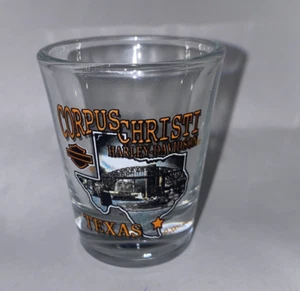 Harley-Davidson Corpus Christi Texas Shot Glass Clear 2.5” Barware Collectible - Picture 1 of 4