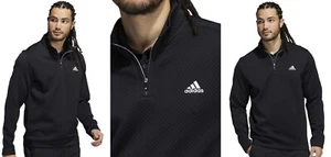 Adidas Golf Herren $ 70 strukturiertes Viertelreißverschluss Langarm Golfshirt schwarz Gr. M #28 - Bild 1 von 7