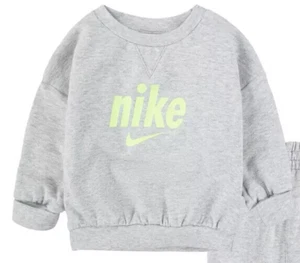Nike Long Sleeve Crewneck Sweatshirt Baby Girls 12Months Gray Heather Pullover - Picture 1 of 14