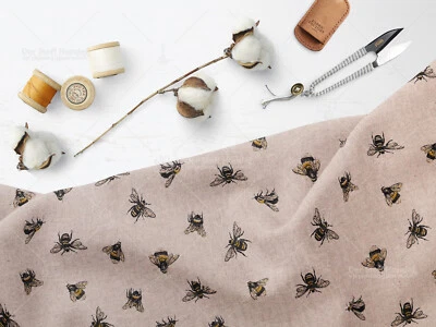 CANVAS Stoff Baumwolle Dekostoff Biene & Hummel auf NATUR EUR 13,98/m - Bild 1 von 2