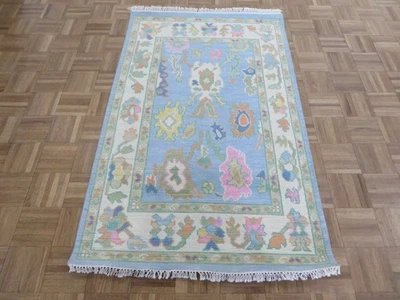 3'1 x 4'11 Hand Knotted Blue Modern Oushak Oriental Rug G16270 - Image 1 of 4
