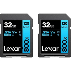 Carte mémoire Lexar Haute Performance 800x 32 Go SDHC UHS-I (Pack de 2) - Photo 1 sur 8