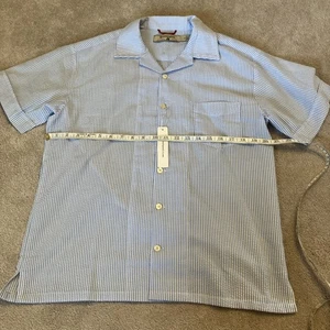 Mens Kennington Ltd LA Blue Striped Short Sleeve Button Up Shirt Small New Tags - Picture 1 of 7