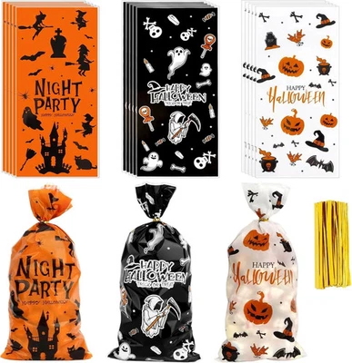 100 PIEZAS Bolsas de golosinas de Halloween (5x11 1 unidad (paquete de 100), 100 bolsas de halloween  Foto 1 de 4