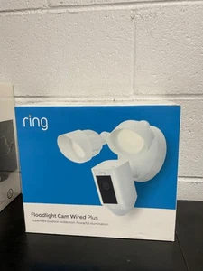 New Ring Floodlight Cam Plus Outdoor Wired 1080p FHD Surveillance Camera - White - Picture 1 of 4