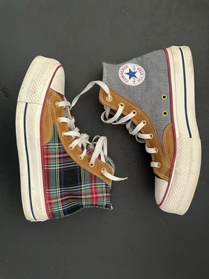 Converse Chuck Taylor CTAS Lift Platform Hi Top Plaid /Checks Leather Trim Sz 10 - Image 1 of 4