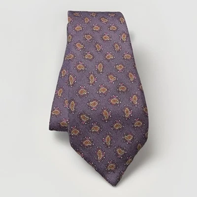"Corbata Wembley mezcla de lana seda púrpura cachemira patrón clásico 3,5"" x 59""" Foto 1 de 4
