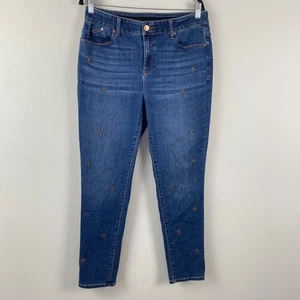 Chicos Secret Stretch Starburst Scatter Jean Denim Jeggings Size 2 US 12 - Picture 1 of 10
