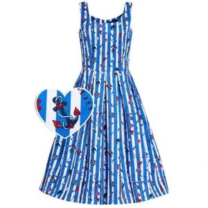 Vestido Tatuaje Náutico Dolly and Dotty Amanda - Rayas Azules (tallas 14 y 22 onl - Imagen 1 de 3