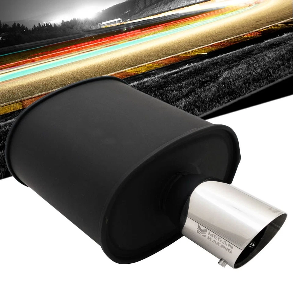 Silenciador de escape de entrada Megan serie M-OE de 2,5" negro mate silenciador punta cromada Foto 1 de 1