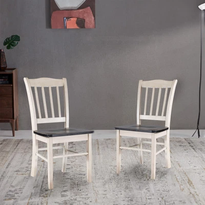 Sillas de comedor Boraam Shaker - Juego de 2 - Europeo Negro Ceniza/Blanco antiguo Foto 1 de 4